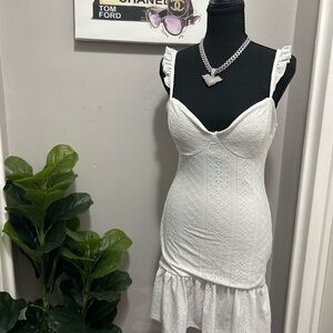 White Eyelet Ruffle Dress
